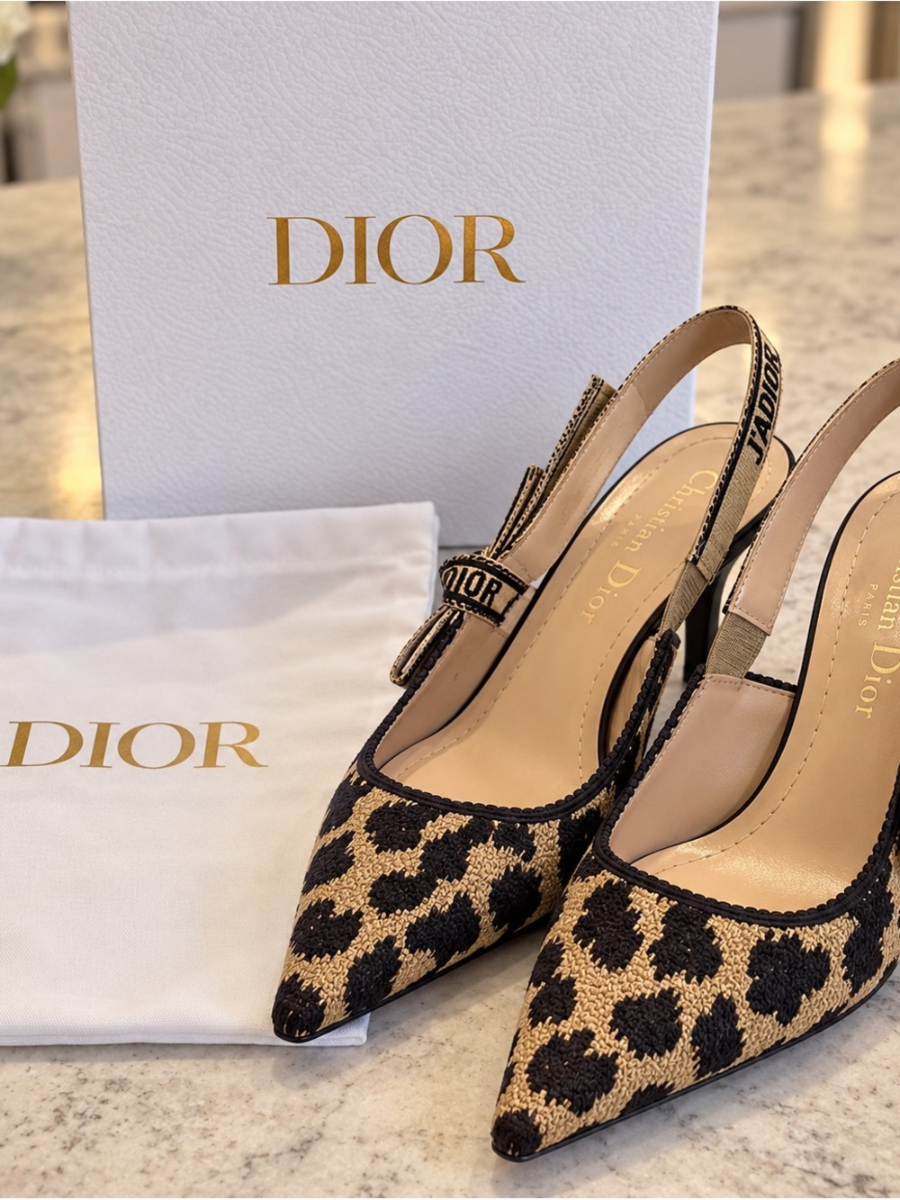 Dior Black & Tan Leopard J'Adior Slingback Pumps -NEVER WORN - Picture 3 of 3